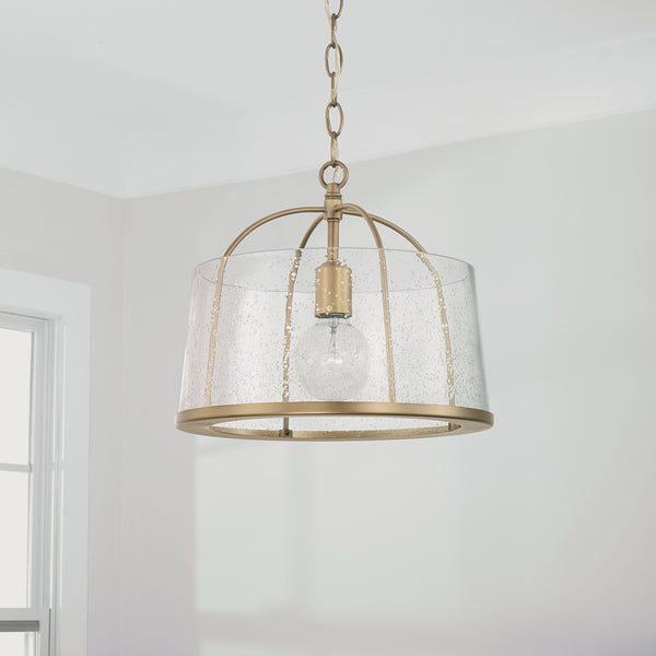 One Light Semi-Flush Mount from the Madison Collection in Aged Brass Finish by Capital Lighting