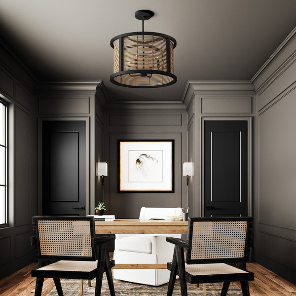 Four Light Pendant from the Rico Collection in Flat Black Finish by Capital Lighting