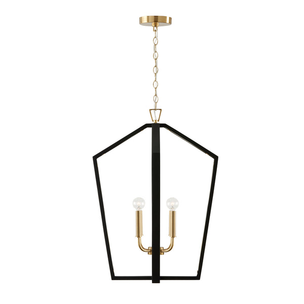 Four Light Pendant from the Maren Collection in Flat Black and Matte Brass Finish by Capital Lighting