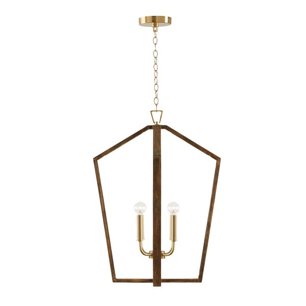 Four Light Pendant from the Maren Collection in Nordic Wood and Matte Brass Finish by Capital Lighting