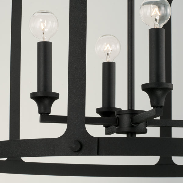 Four Light Pendant from the Brennen Collection in Black Iron Finish by Capital Lighting