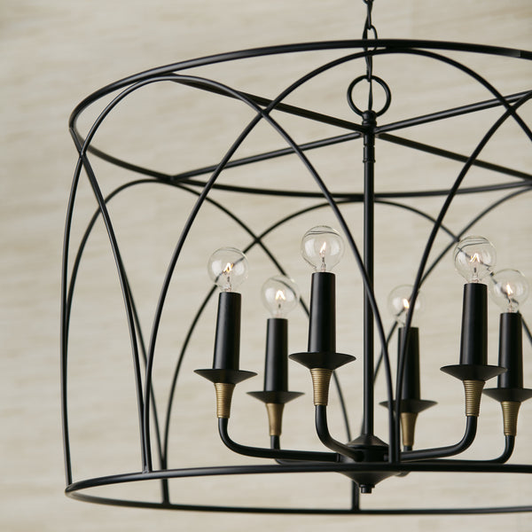 Six Light Pendant from the Amara Collection in Matte Black with Brass Finish by Capital Lighting