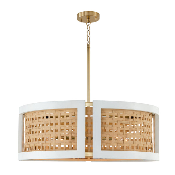Six Light Chandelier from the Lola Collection in Flat White and Matte Brass Finish by Capital Lighting