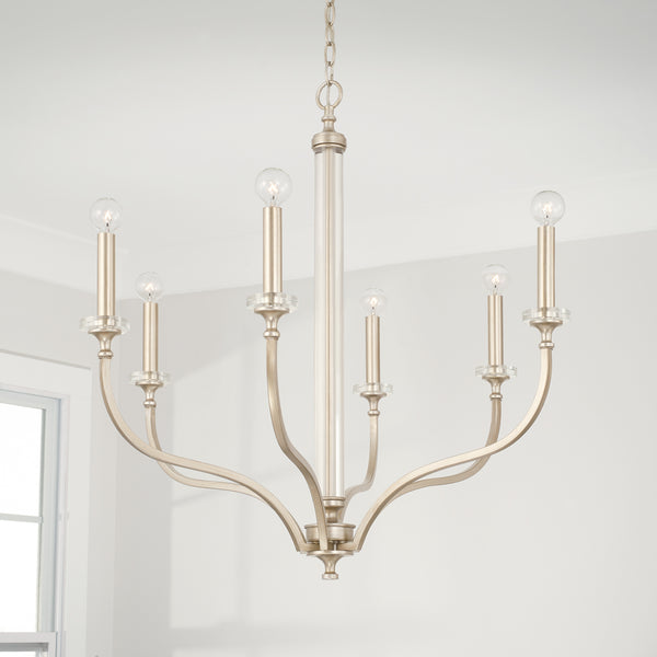 Six Light Chandelier from the Breigh Collection in Brushed Champagne Finish by Capital Lighting