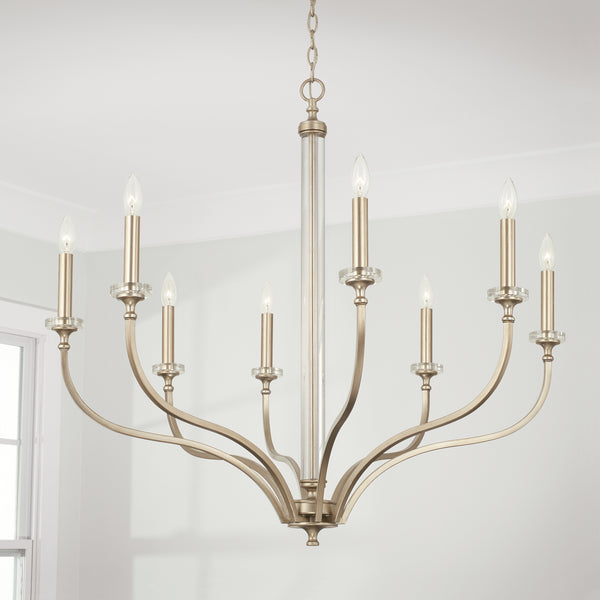 Eight Light Chandelier from the Breigh Collection in Brushed Champagne Finish by Capital Lighting