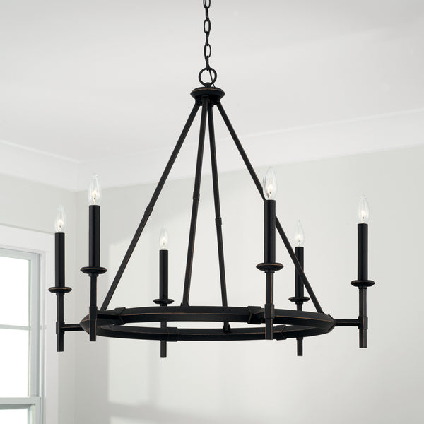 Six Light Chandelier from the Ogden Collection in Brushed Black Iron Finish by Capital Lighting