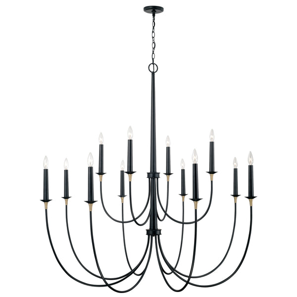 12 Light Chandelier from the Amara Collection in Matte Black with Brass Finish by Capital Lighting
