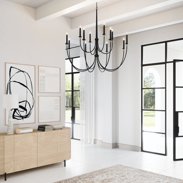 12 Light Chandelier from the Amara Collection in Matte Black with Brass Finish by Capital Lighting