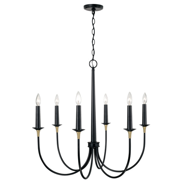 Six Light Chandelier from the Amara Collection in Matte Black with Brass Finish by Capital Lighting