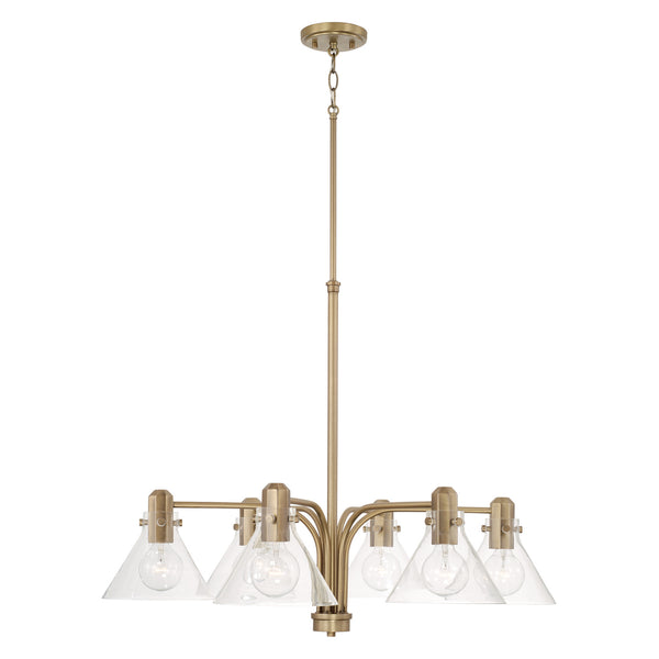 Six Light Chandelier from the Greer Collection in Aged Brass Finish by Capital Lighting