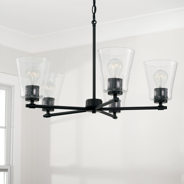 Five Light Chandelier from the Baker Collection in Matte Black Finish by Capital Lighting