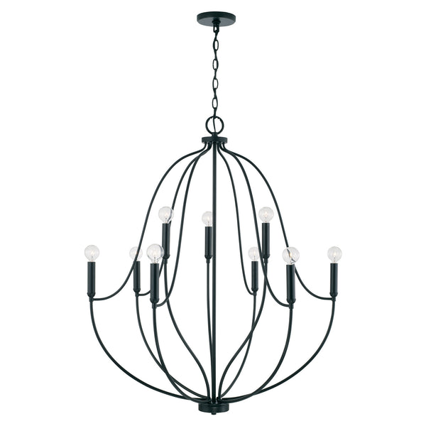 Nine Light Chandelier from the Madison Collection in Matte Black Finish by Capital Lighting