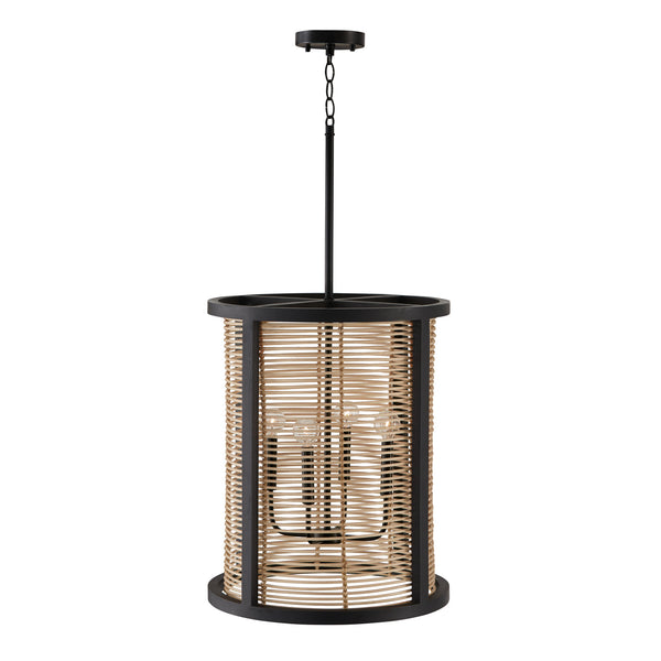 Four Light Foyer Pendant from the Rico Collection in Flat Black Finish by Capital Lighting