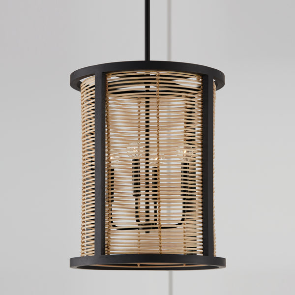 Four Light Foyer Pendant from the Rico Collection in Flat Black Finish by Capital Lighting