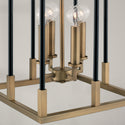 Four Light Foyer Pendant from the Bleeker Collection in Aged Brass and Black Finish by Capital Lighting