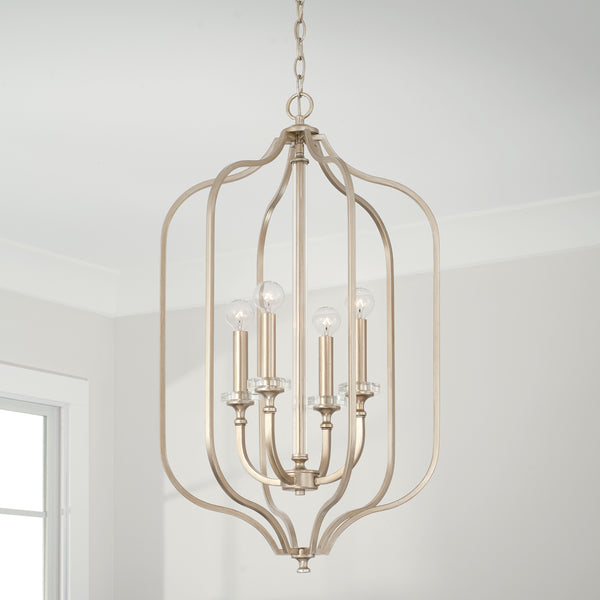 Four Light Foyer Pendant from the Breigh Collection in Brushed Champagne Finish by Capital Lighting
