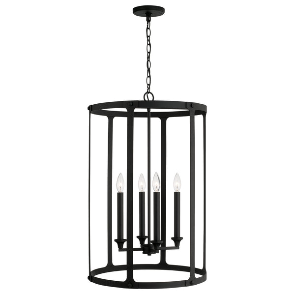 Four Light Foyer Pendant from the Brennen Collection in Black Iron Finish by Capital Lighting
