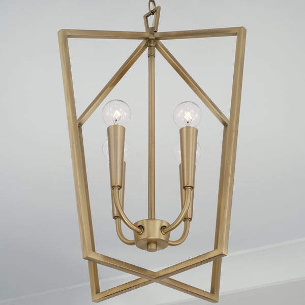 Four Light Foyer Pendant from the Holden Collection in Aged Brass Finish by Capital Lighting