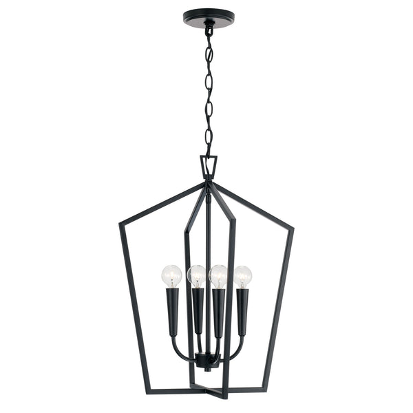 Four Light Foyer Pendant from the Holden Collection in Matte Black Finish by Capital Lighting