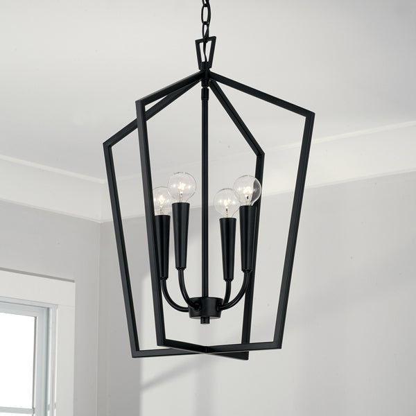 Four Light Foyer Pendant from the Holden Collection in Matte Black Finish by Capital Lighting