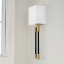 One Light Wall Sconce from the Bleeker Collection in Aged Brass and Black Finish by Capital Lighting