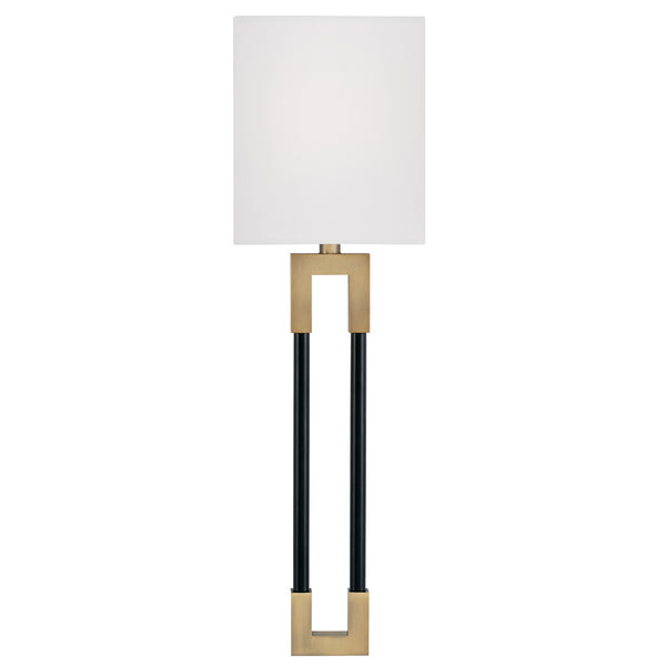 One Light Wall Sconce from the Bleeker Collection in Aged Brass and Black Finish by Capital Lighting