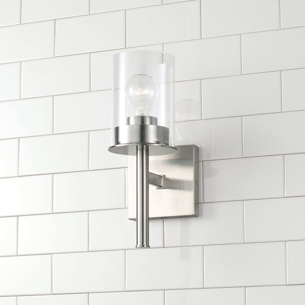 One Light Wall Sconce from the Mason Collection in Brushed Nickel Finish by Capital Lighting