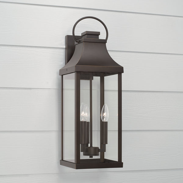 Three Light Outdoor Wall Lantern from the Bradford Collection in Oiled Bronze Finish by Capital Lighting