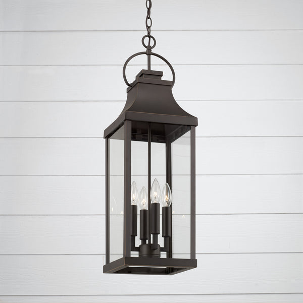 Four Light Outdoor Hanging Lantern from the Bradford Collection in Oiled Bronze Finish by Capital Lighting