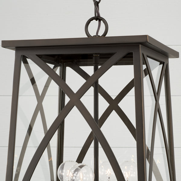 Four Light Outdoor Hanging Lantern from the Marshall Collection in Oiled Bronze Finish by Capital Lighting