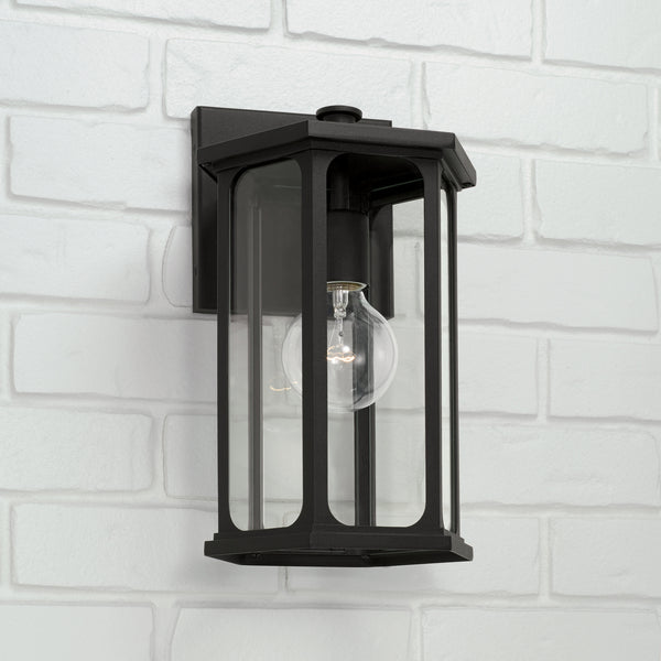 One Light Outdoor Wall Lantern from the Walton Collection in Black Finish by Capital Lighting