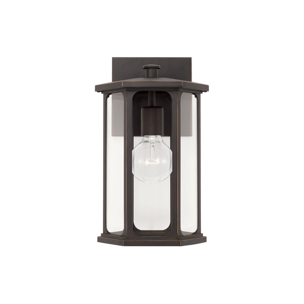 One Light Outdoor Wall Lantern from the Walton Collection in Oiled Bronze Finish by Capital Lighting
