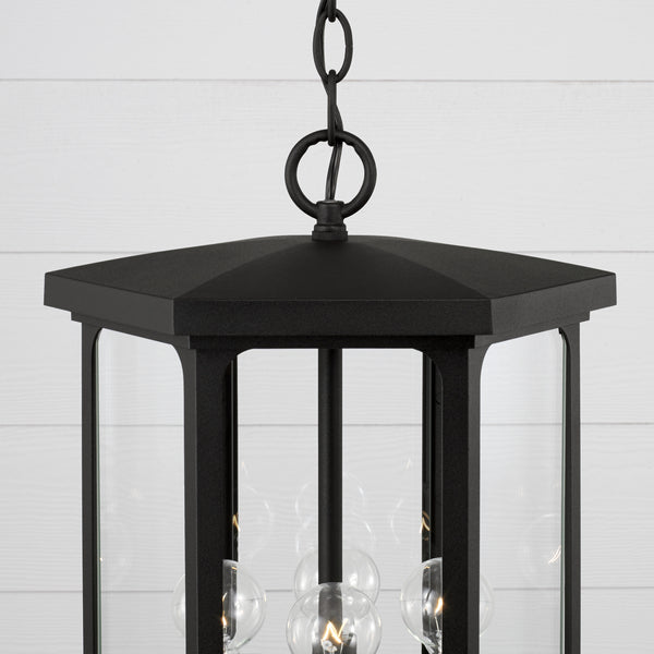 Four Light Outdoor Hanging Lantern from the Walton Collection in Black Finish by Capital Lighting