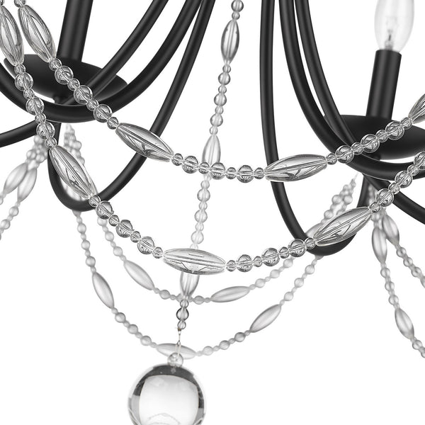 Six Light Chandelier from the Mirabella BLK Collection in Matte Black Finish by Golden