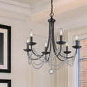 Six Light Chandelier from the Mirabella BLK Collection in Matte Black Finish by Golden