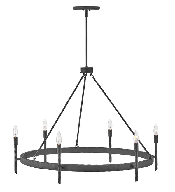 LED Chandelier from the Tress Collection in Forged Iron Finish by Hinkley
