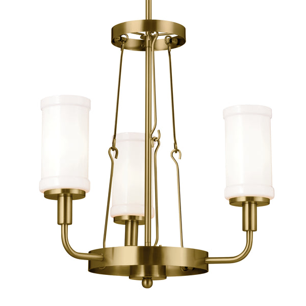 Three Light Mini Chandelier from the Vetivene Collection in Natural Brass Finish by Kichler