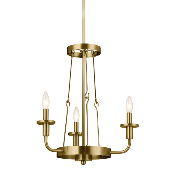 Three Light Mini Chandelier from the Vetivene Collection in Natural Brass Finish by Kichler