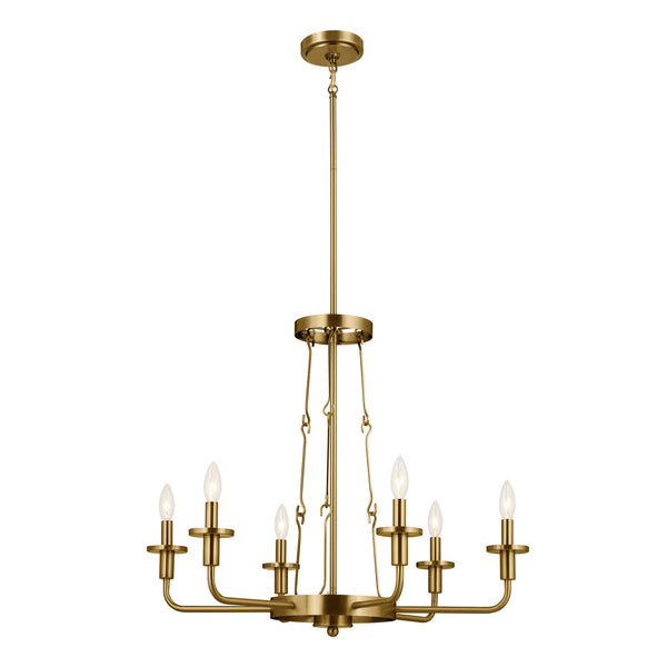 Six Light Chandelier from the Vetivene Collection in Natural Brass Finish by Kichler