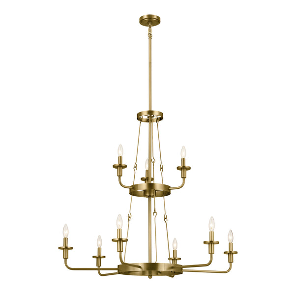 Nine Light Chandelier from the Vetivene Collection in Natural Brass Finish by Kichler