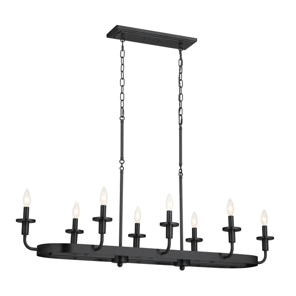 Eight Light Linear Chandelier from the Vetivene Collection in Textured Black Finish by Kichler