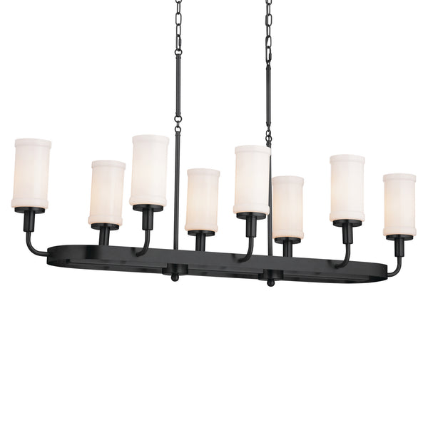 Eight Light Linear Chandelier from the Vetivene Collection in Textured Black Finish by Kichler