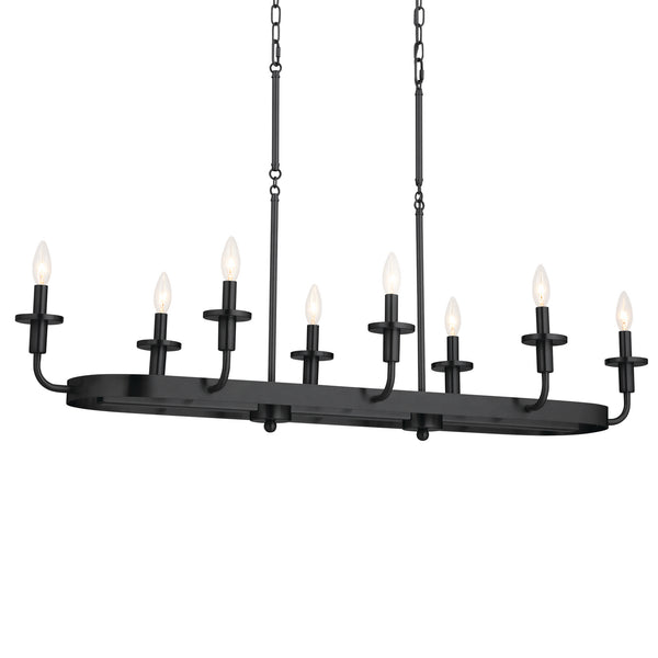Eight Light Linear Chandelier from the Vetivene Collection in Textured Black Finish by Kichler