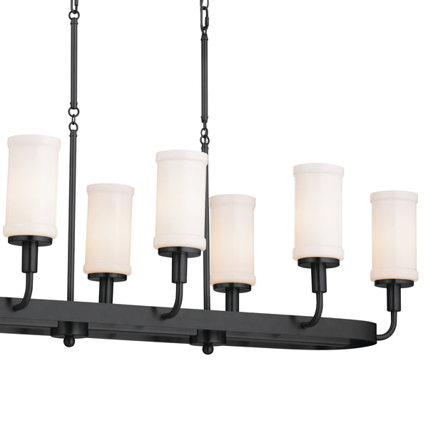 Eight Light Linear Chandelier from the Vetivene Collection in Textured Black Finish by Kichler