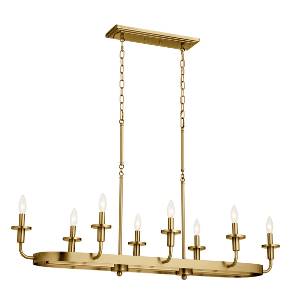 Eight Light Linear Chandelier from the Vetivene Collection in Natural Brass Finish by Kichler