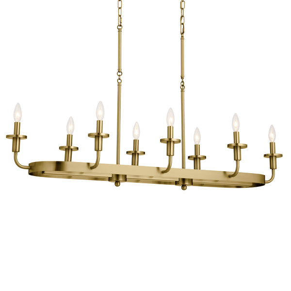 Eight Light Linear Chandelier from the Vetivene Collection in Natural Brass Finish by Kichler
