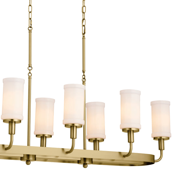 Eight Light Linear Chandelier from the Vetivene Collection in Natural Brass Finish by Kichler