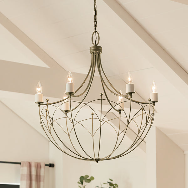Six Light Chandelier from the Topiary Collection in Character Bronze Finish by Kichler