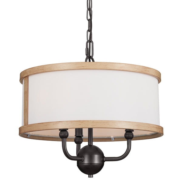 Three Light Chandelier/Semi Flush from the Heddle Collection in Anvil Iron Finish by Kichler