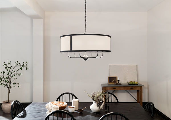 Six Light Chandelier from the Heddle Collection in Textured Black Finish by Kichler